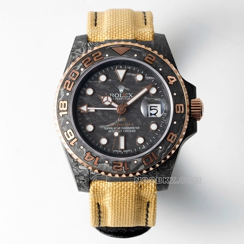 Rolex 5a Watch Diw GMT-MASTER II Carbon fiber black dial beige strap