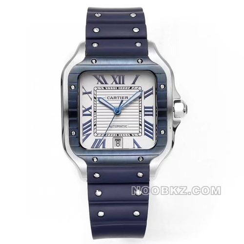 Cartier 1:1 Super clone watch THB Mill Hill Duz silver gray dial blue bezel blue steel belt model