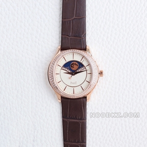 Piaget 1:1 Super Clone Watch LIMELIGHT GALA white dial rose gold brown strap