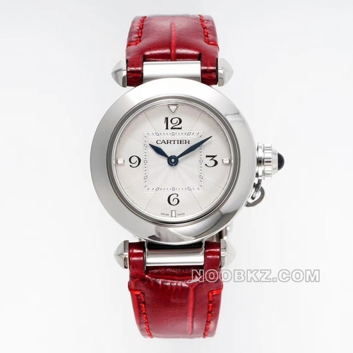 Cartier high quality watch AF factory Pasa white dial red strap
