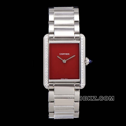Cartier 5a watch 5S factory TANK red dial diamond steel belt