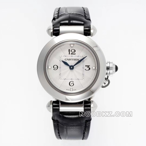 Cartier top replica watch AF factory Pasha white dial black strap