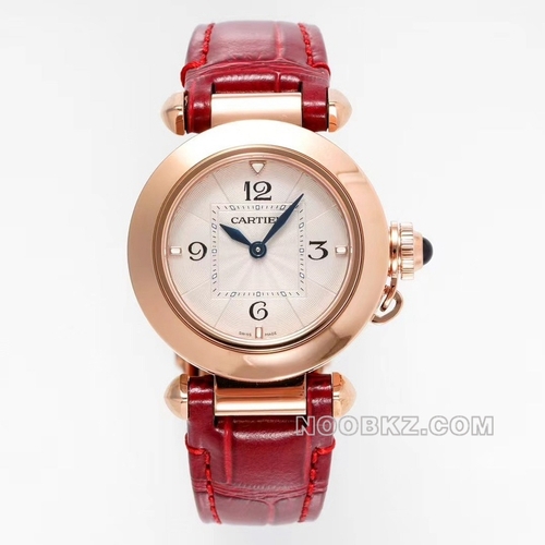 Cartier 5a watch AF factory Passa white dial rose gold red strap