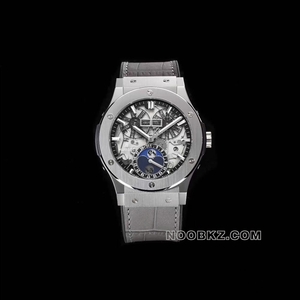 Hublot 5a Watch classic fusion hollow dial gray strap moon phase