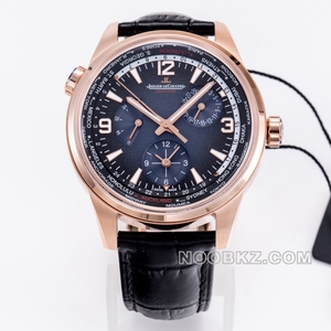 Jaeger-lecoultre top replica watch North Chen blue dial rose gold dual time zone