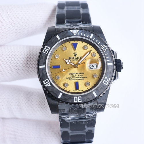 Rolex 1:1 Super Clone watch Diw Factory Submersible type carbon fiber yellow dial black strap