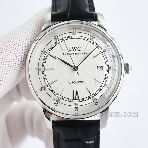 IWC top replica watch TW factory white dial date display black belt model
