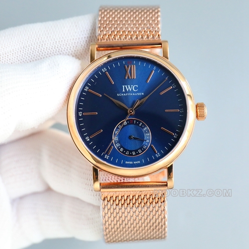 IWC High quality watch TW PotoFino Blue dial pointer calendar feature rose gold steel belt model
