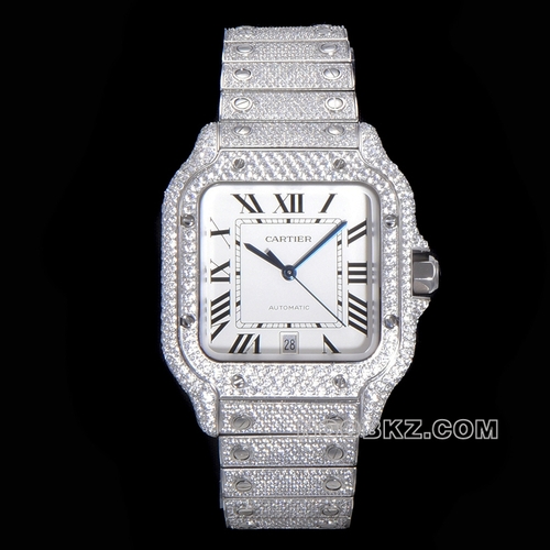 Cartier 1:1 super clone watch Sandos white dial with diamond steel belt model