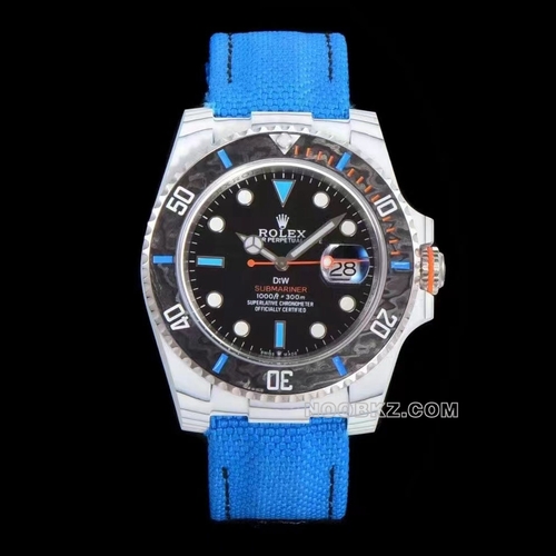 Rolex 5a watch Diw factory Ditona carbon fiber custom version black dial blue strap