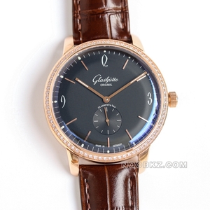 Glashutte original top copy watch TW factory VINTAGE black dial rose gold small second hand
